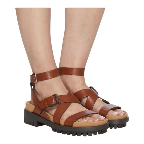 Sam Edelman Shoes - Sam Edelman Lug Sole Eleanora Leather Sandals Chestnut Brown Women’s Size 8